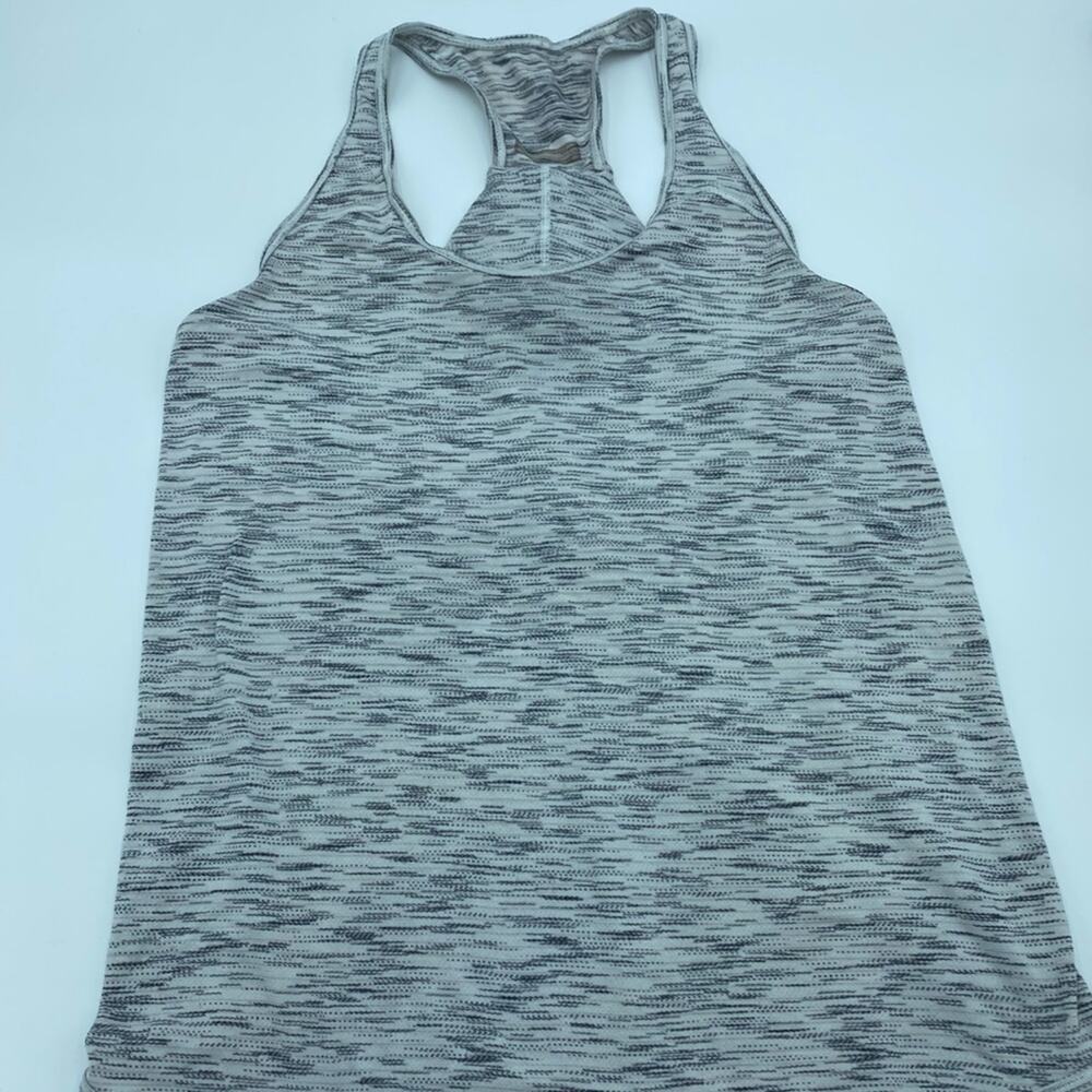 Lululemon Essential Tank Top Tiger Space Dye Black White Gray Pleated -medium